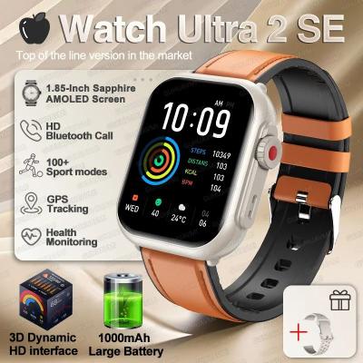 Uplifted Finds Ultra 2 Series Smart Watch   1000mAh Battery & GPS   Executive AMOLED Bluetooth Call Sport System silver Leather