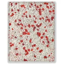 Terralith Farbmuster Glassteinteppich -Vetro Rosso / Bianco-, Körnung: fein (1-4 mm)