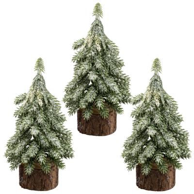 Winterliche Kunstpflanze CREATIV GREEN "Tannenbäumchen", grün, H:15cm, Kunststoff, Kunstpflanzen, auf Holzfuß