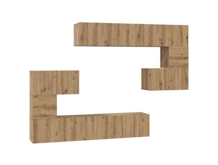 GHVBNMF TV-Schrank Set Wandmontiert 8-TLG. Artisan-Eiche Holzwerkstoff 8-teiliges Hängeboard-System schafft Bodenfreiheit im Wohnzimmer und Schlafzimmer, bietet geschützten Stauraum mit Klappen.