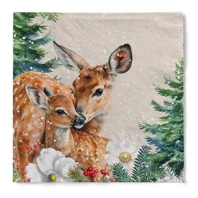 Weihnachtsserviette Kemi aus Tissue 3-lagig, 40 x 40 cm, 1/4 Falz, 100 Stück