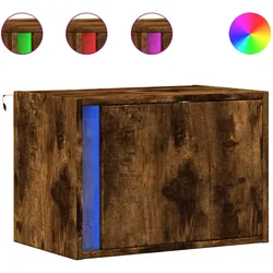 vidaXL Wand-Nachttisch mit LED-Leuchten Räuchereiche
