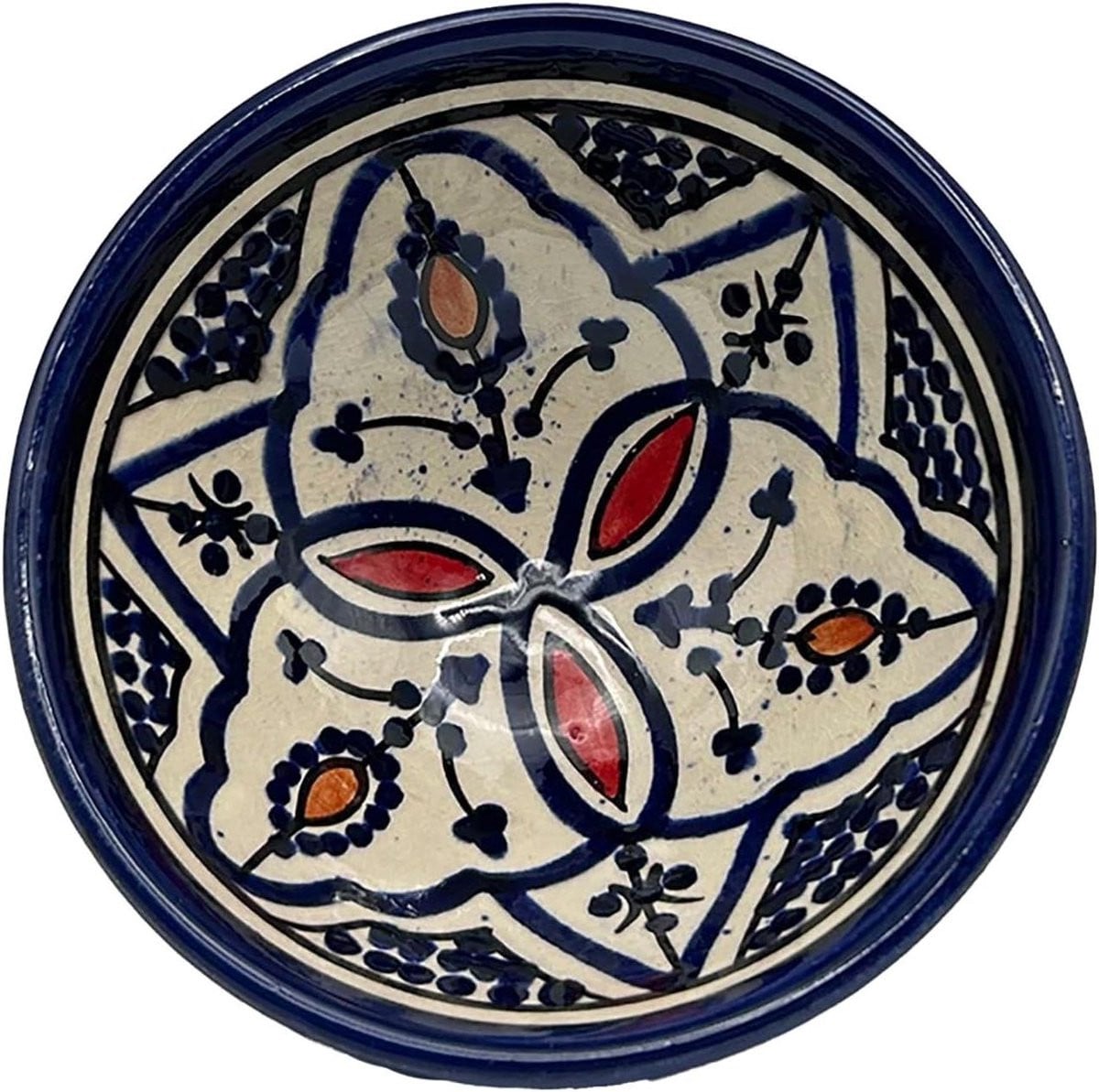 Marokkaanse Terracotta Kom - Handbeschilderde Keramische Schaal voor Hapjes - Bruin - Diameter: 12 cm