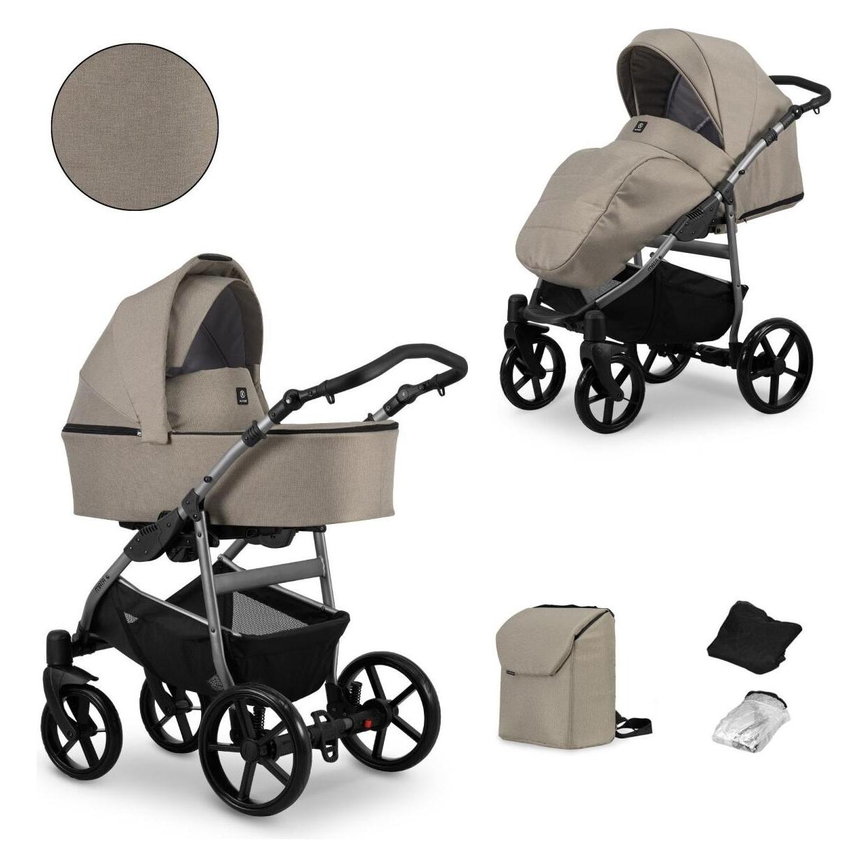 Kunert MATA 2in1 Kinderwagen in Braun mit Graphitfarbenem Gestell für Säuglinge (65280510)