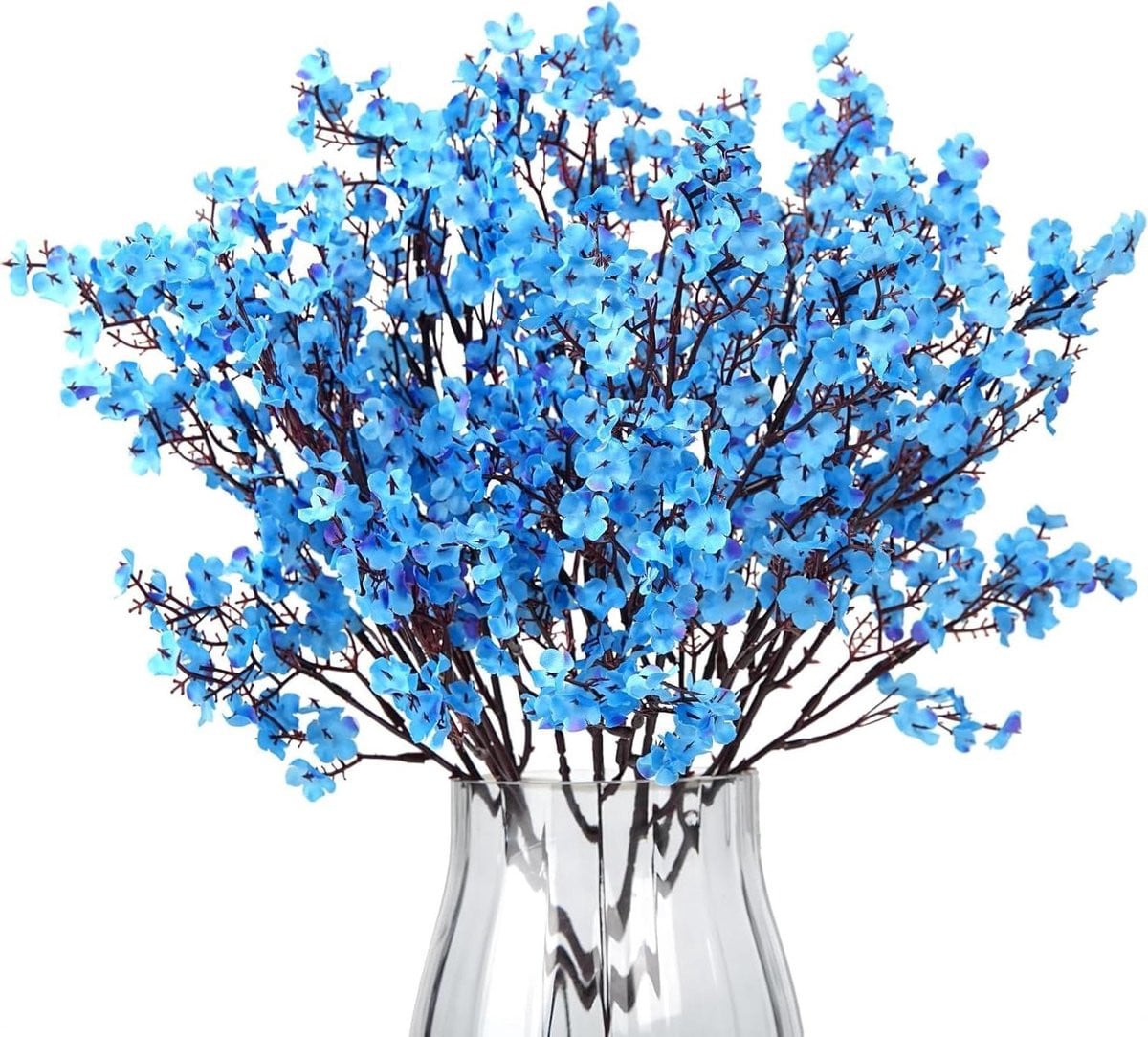 Set van 12 weerbestendige kunstbloemen blauw voor decoratie