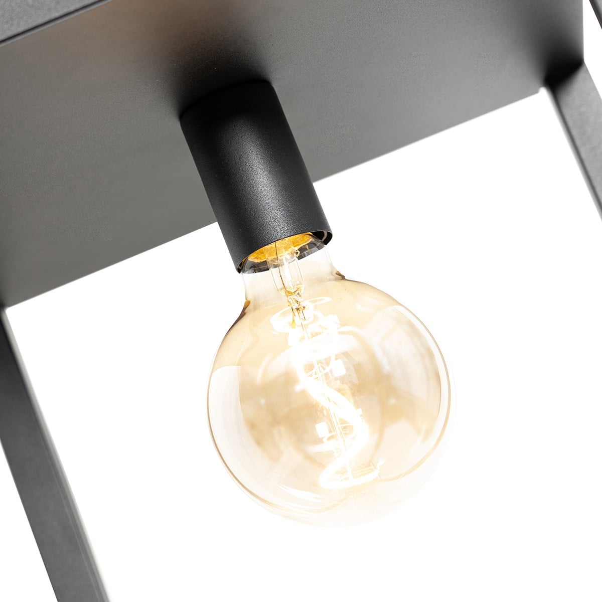 Qazqa Cage Rack Smart Industriële Vloerlamp Zwart met Wifi en Afstandsbediening