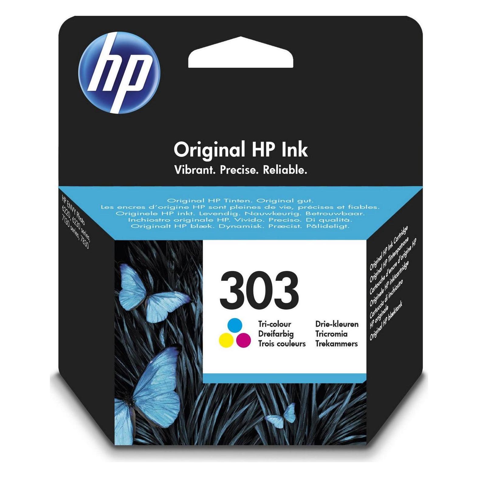 HP Hewlett-Packard 303 Tri-color Original Ink Cartridge, 303 Tri-color (T6N01AE#LS1)