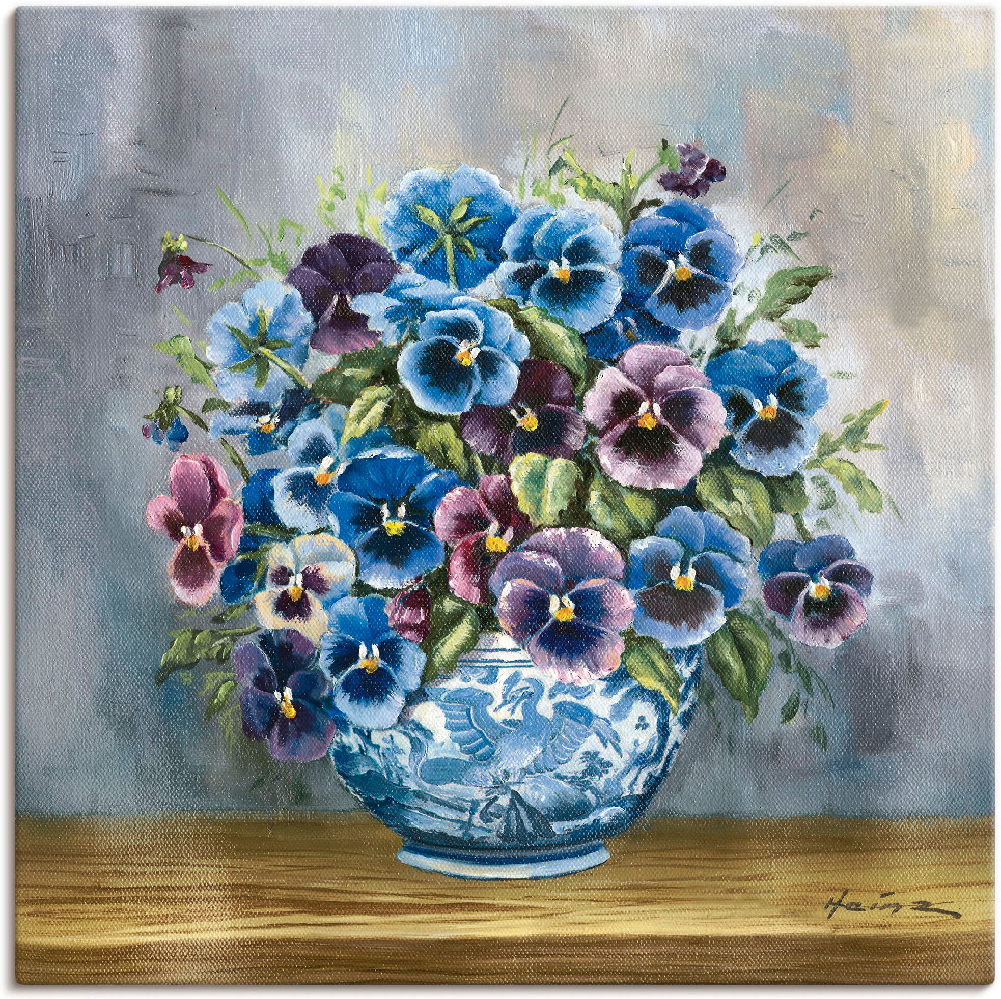 Wandbild ARTLAND "Stiefmütterchen", blau (farbe bild(er): blau), B:50cm H:50cm, Bilder, Wandbild, als Alubild, Leinwandbild in verschied. Grössen farbe bild(er): blau B/H/T: 50cm x 50cm, Leinwandbild Blumenbilder quadratisch, 1 Stk.