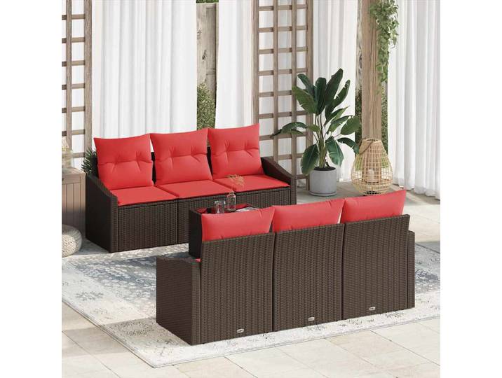 vidaXL Sofa Set 7 stk. 3-Sitzer Braun und Rot