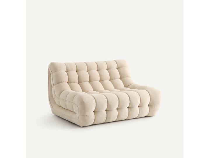 AM.PM Banquette modulable 2 places, capitonnée, en velours, JUD Beige Ecru
