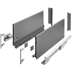 MS Beschläge Schubkasten Set Schubladensystem Schubladenauszug Anthrazit Dämpfung 500mm 200mm