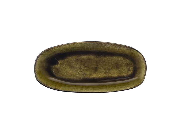 Plat long grand modèle en grès vert olive