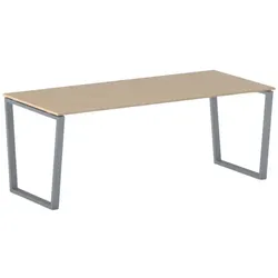 Konferenztisch PRIMO IMPRESS 200x90 cm, graues Metallgestell, Buche