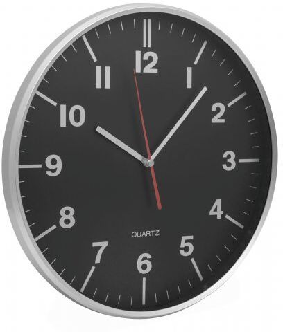 Orologio Hemera da muro 31 cm quarzo vetro plastica nero moderno Personalizzate o neutre