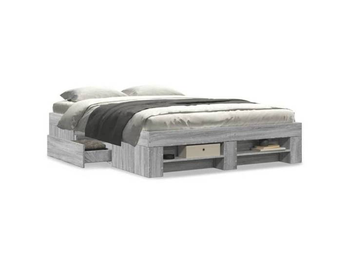 Lit 140x200cm - VIDAXL - Cadre de lit MODERNE - sans matelas - sonoma gris L5384