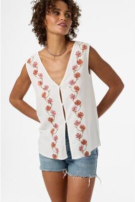 O'Neill s Farren Floral Top in Tofu, Size Small, Linen/Viscose