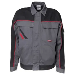 Bundjacke "HIGHLINE" 285g/m2 Canvas-Besatz - 42 - schiefer/schwarz/rot