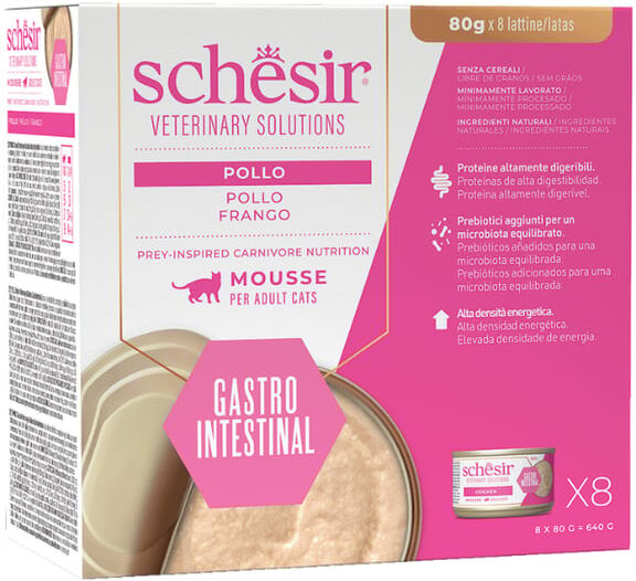 Schesir Cat Veterinary Gastrointestinal Mousse Frango 8 un x 80g