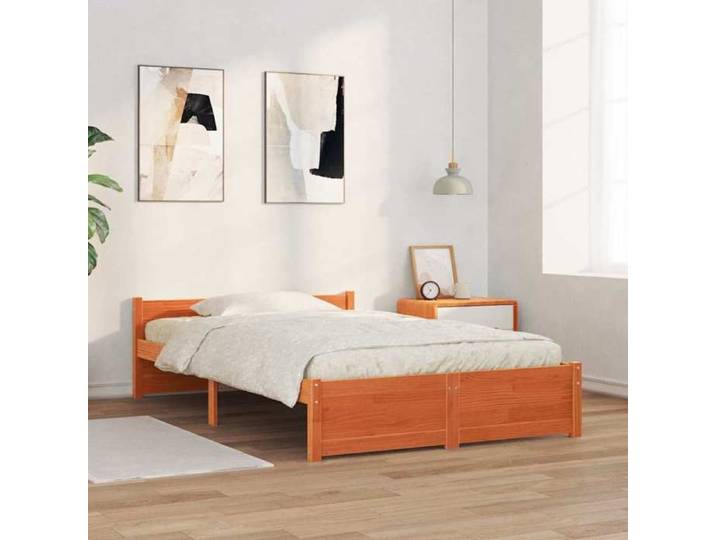 Cadre de lit en pin massif - UU - Brun cire - 205.5x95.5x51 cm - Lit double japonais - Poids maximal 200 kg