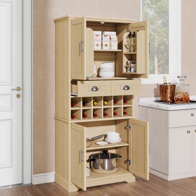 GREATPLANINC Farmhouse Wine Bar Storage Cabinet with 12-Bottle Wine Rack