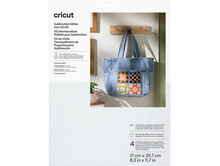 Iron-On-Set Cricut glitzer bedruckbar 4 Blatt A4 glitzer Sublimation - Farbe: weiss - Bastelfolie