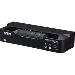 Aten 2-Port USB 3.0 8K DisplayPort, KVM Switch, Schwarz