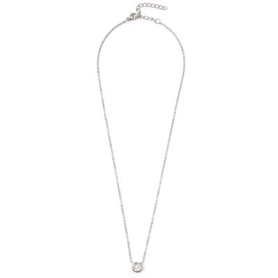 Kette mit Anhänger FIRETTI "dezent, schlicht, klassisch, rund", silber (edelstahlfarben, kristallweiß), Halsketten, Damen, Edelstahl, L: 45,5, mit Glasstein