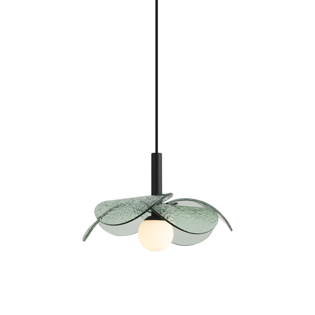 Qazqa Design hanglamp zwart met groen glas, dimbaar