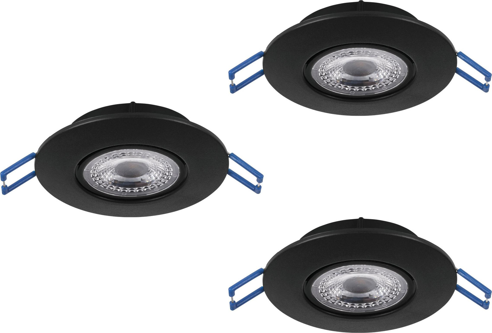 Eglo Zujar LED inbouwspots, 3-delige set, zwart, warmwit, Ø 8,5 cm