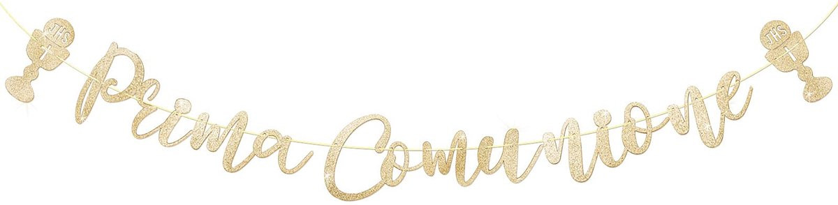 Gouden glitter slingers Prima Comunione decoratieve papieren banner voor doop en sacrament voor jongens en meisjes