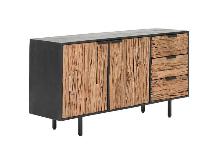 Livetastic Sideboard, Natur, Schwarz, Metall, Altholz, Mangoholz,Altholz,Mangoholz,Altholz, Mangoholz,Altholz,Mangoholz,Mangoholz, vollmassiv,vollmassiv,vollmassiv,vollmassiv,vollmassiv,vollmassiv,vollmassiv, Holz, 2 Fächer, 3 Schublade(n) Schubladen, 150x75x40 cm, Holzmöbel, Kleinmöbel Holz, Holzkommoden, Sideboards Holz