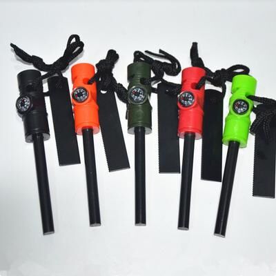 Smart Shopping Spot Portable Survival Fire Starter With Compass Waterproof Magnesium Ignition Tool brown