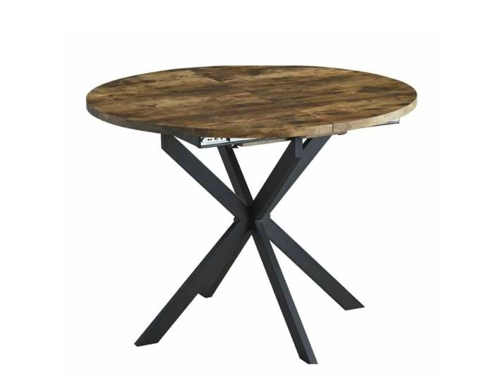 Table ronde extensible bois et noir pieds acier 100cm