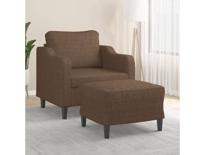 NEW 2026  Fauteuil avec repose-pied Marron 60 cm Tissu L2211
