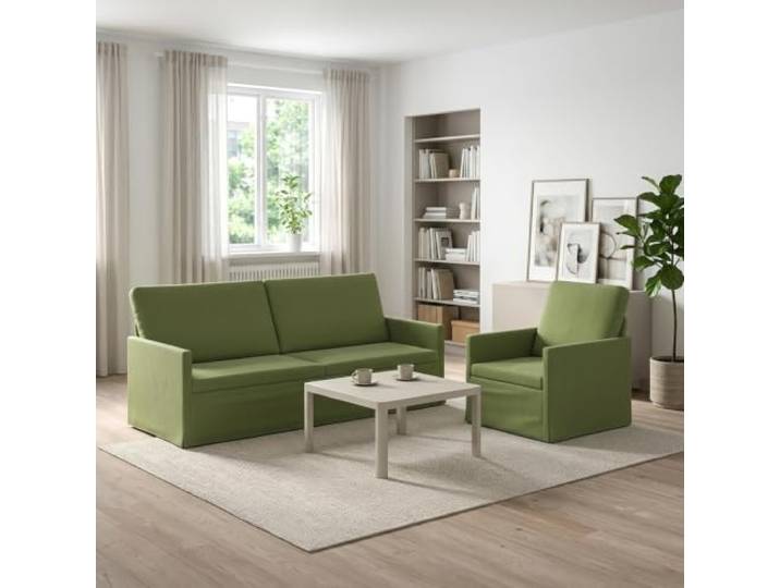 Sofa-Set 2 Stück Hellgrün Samt mit Metallrahmen Kissenrücken-Design, Schaum- und Faserfüllung, für Wohnzimmer und Arbeitszimmer