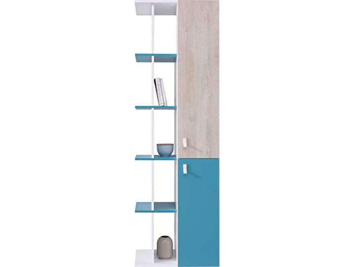 möbel-direkt Standregal Spuki, Weiß, Eiche und Meerblau, 60x190x45 cm 43 kg, Modern, Aufbau erforderlich