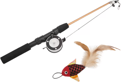 Inspire Picks Telescopic Fishing Rod Cat Teaser Toy With Realistic Flexible Lure 1