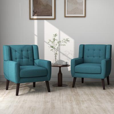 Lumibee 3-Piece Linen Tufted Chair Set with Armchair and Loveseat for Living Room