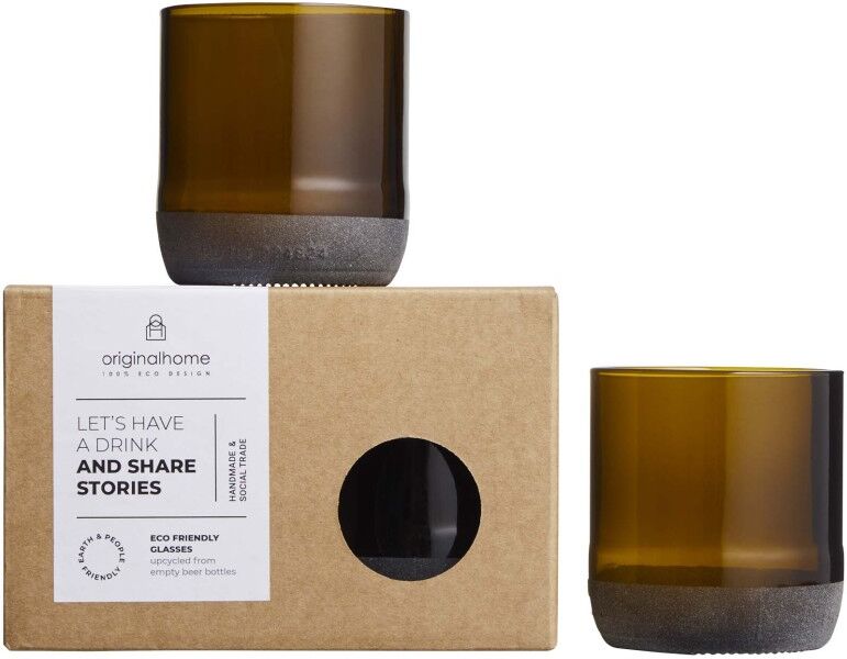 Verre à bière personnalisable 160 ml en verre recyclé Originalhome Marron