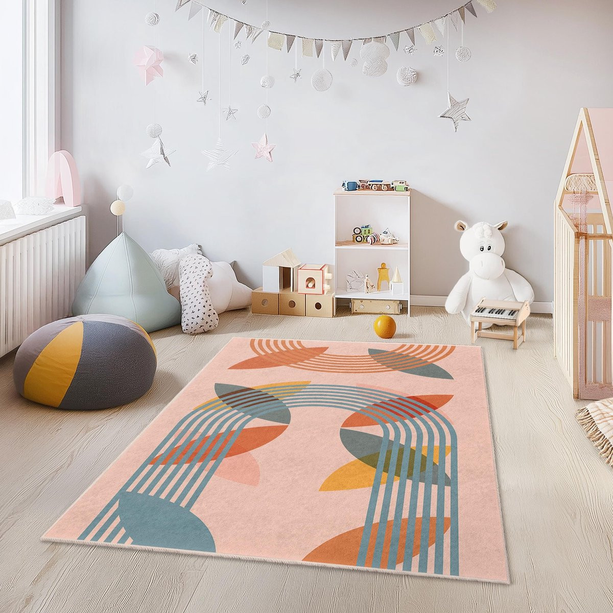 Merkloos Modern Geometrisch Kindertapijt Rechthoekig voor Kinderkamer of Slaapkamer