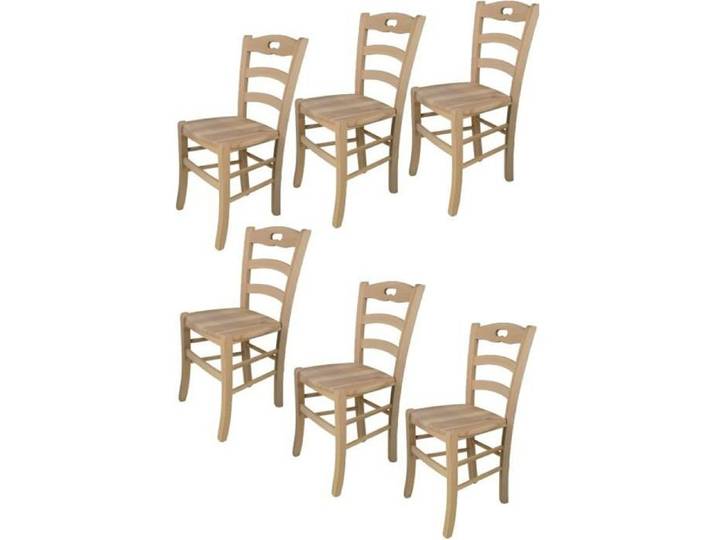 Tommychairs - Set 6 chaises cuisine SAVOIE robuste structure en bois de hêtre poli non traité 100% naturel et assise en bois
