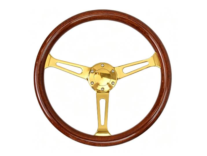 Tiypeor-Volant ABS de course universel, voiture de sport dorée, style bois, 15 pouces, 380mm