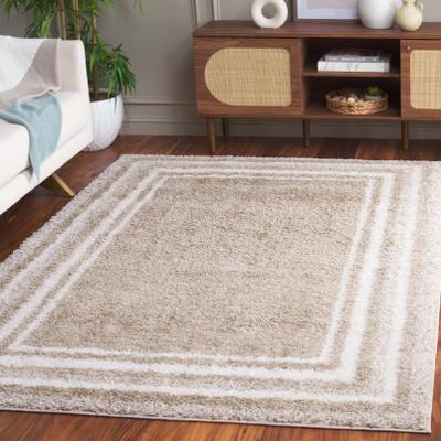 SAFAVIEH Border & Stripe Shag Eirny Modern 1.4-inch Thick Rug