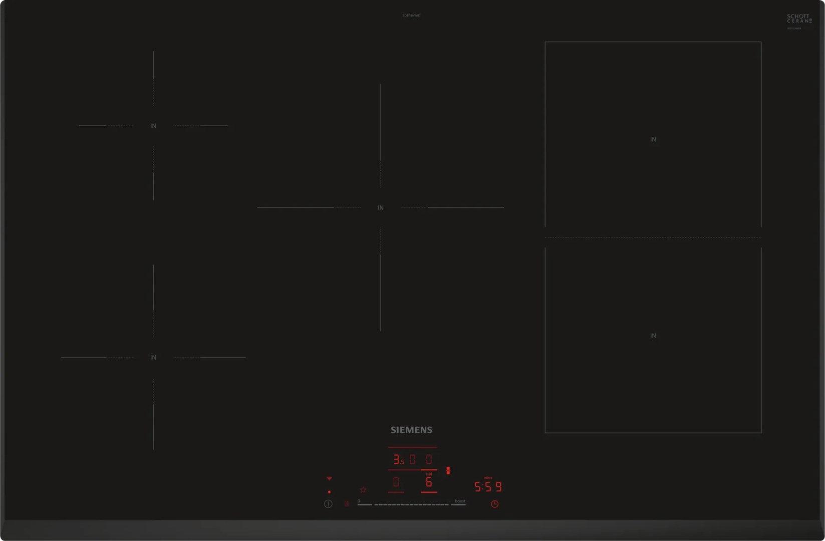 Siemens iQ500 ED851HWB1E hob Black Built-in 80 cm Zone induction 5 zone s