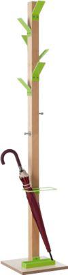 Garderobenständer Easycloth, aus Massivholz, mit Schirmhalter, grün