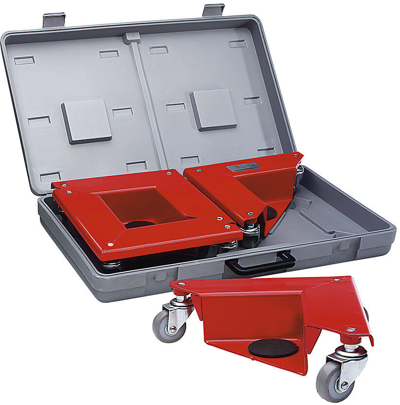 kaiserkraft Transportrolly im handlichen Kunststoffkoffer, aus Aluminium, für Lasten ohne Beine, Tragfähigkeit 100 kg je Stk, VE 4 Stk