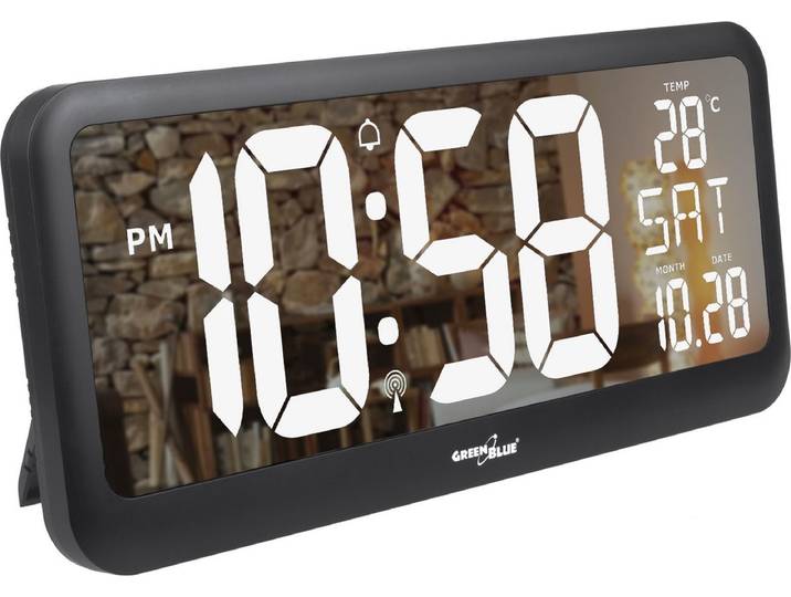 GreenBlue - Digitale klok met temperatuursensor LED display - 37x17cm