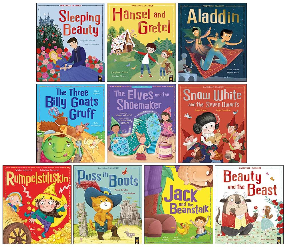 Little Tiger Press Fairytale Classics 10 Books Collection Set by Various Authors - Paperback Picture Flat Fairy Tales - Ages 3-6 - Sleeping Beauty, Aladdin, Snow White & More