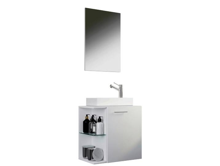 Mid.you Gästebad, Weiss, Holzwerkstoff, 52 cm, hängend, Badezimmer, Badmöbelsets & -serien, Gästebad