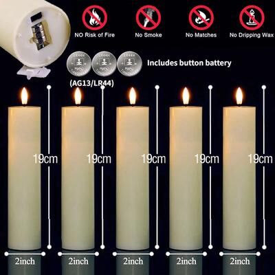 Uplift Treasures Bulk LED Flickering Flameless Pillar Candles 19cm 60pcs